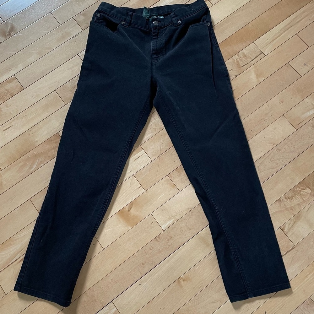 Lauren Jean Company Y2K Black Denim Tapered Straight Leg Pockets Jeans
